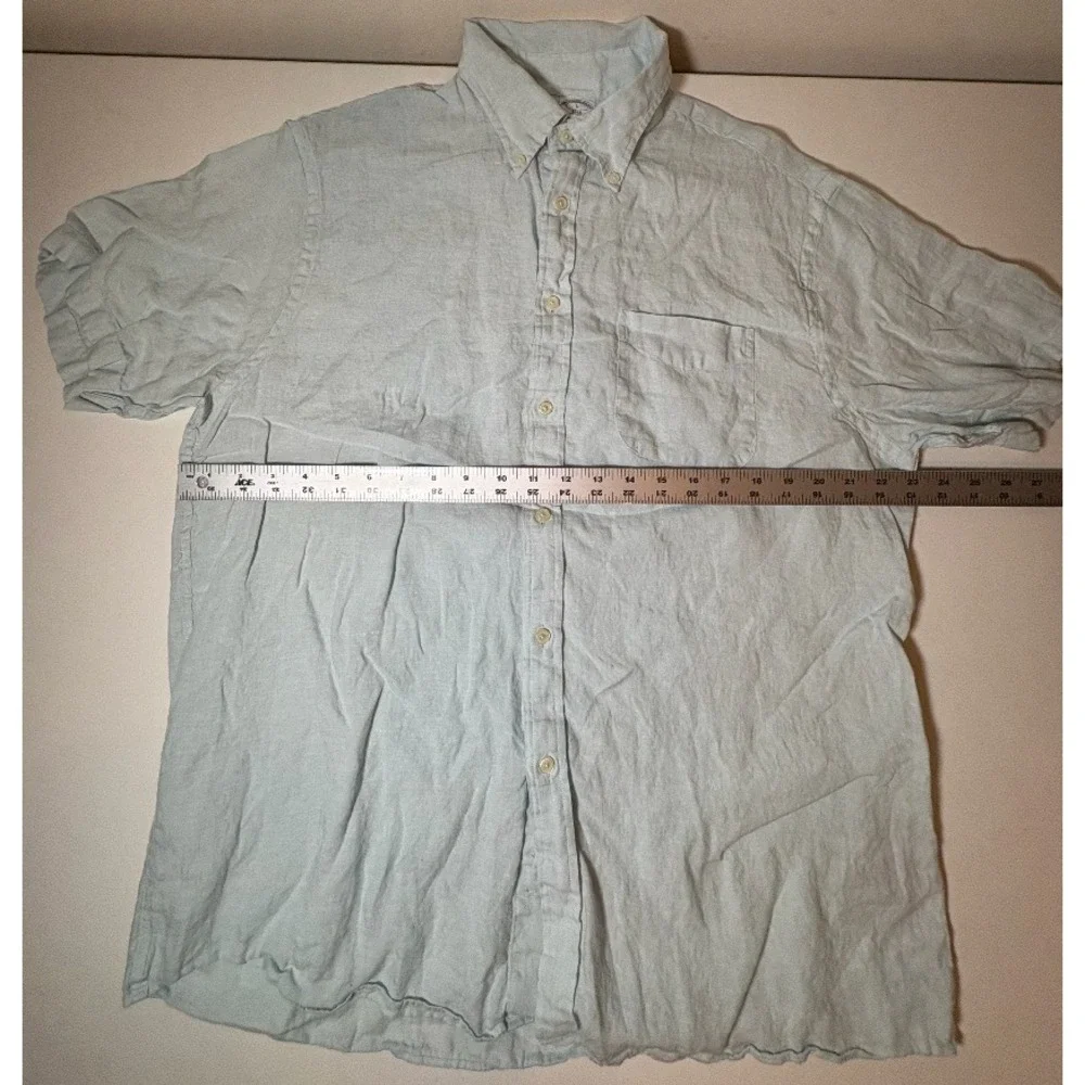 Brooks Brothers 100% Linen Button Down Shirt | Aqua | Large